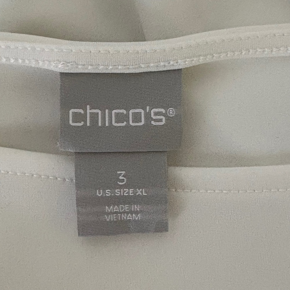 Chicos Artist Series White Blue Tie Dye Asymmetrical Hem Tunic Top XL 3 NEW - Picture 5 of 9